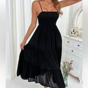 Black shirted ruffle her cami dress, Large